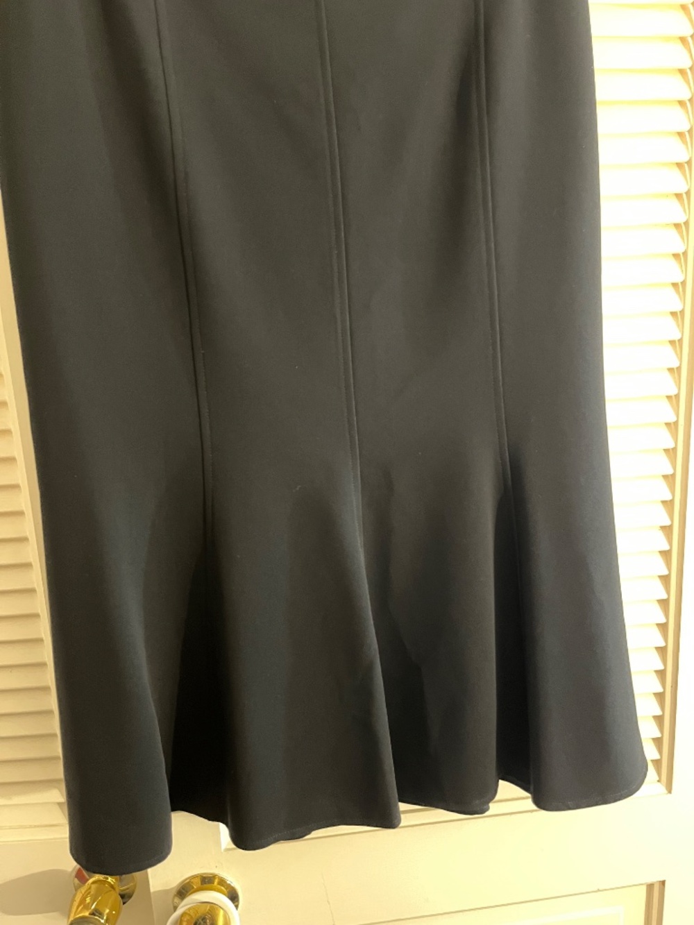 Louben Black Crepe Trumpet Midi Skirt New with Tags Sz 14